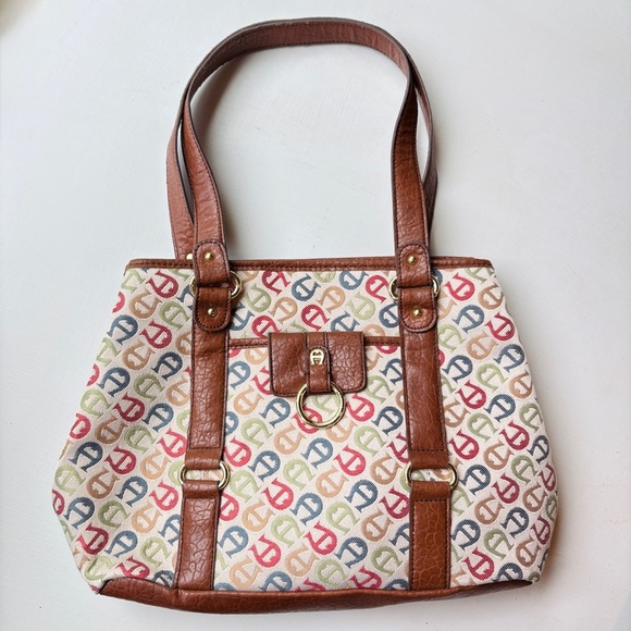 90s Vintage Leather Tapestry Tote Bag - Picture 1 of 12